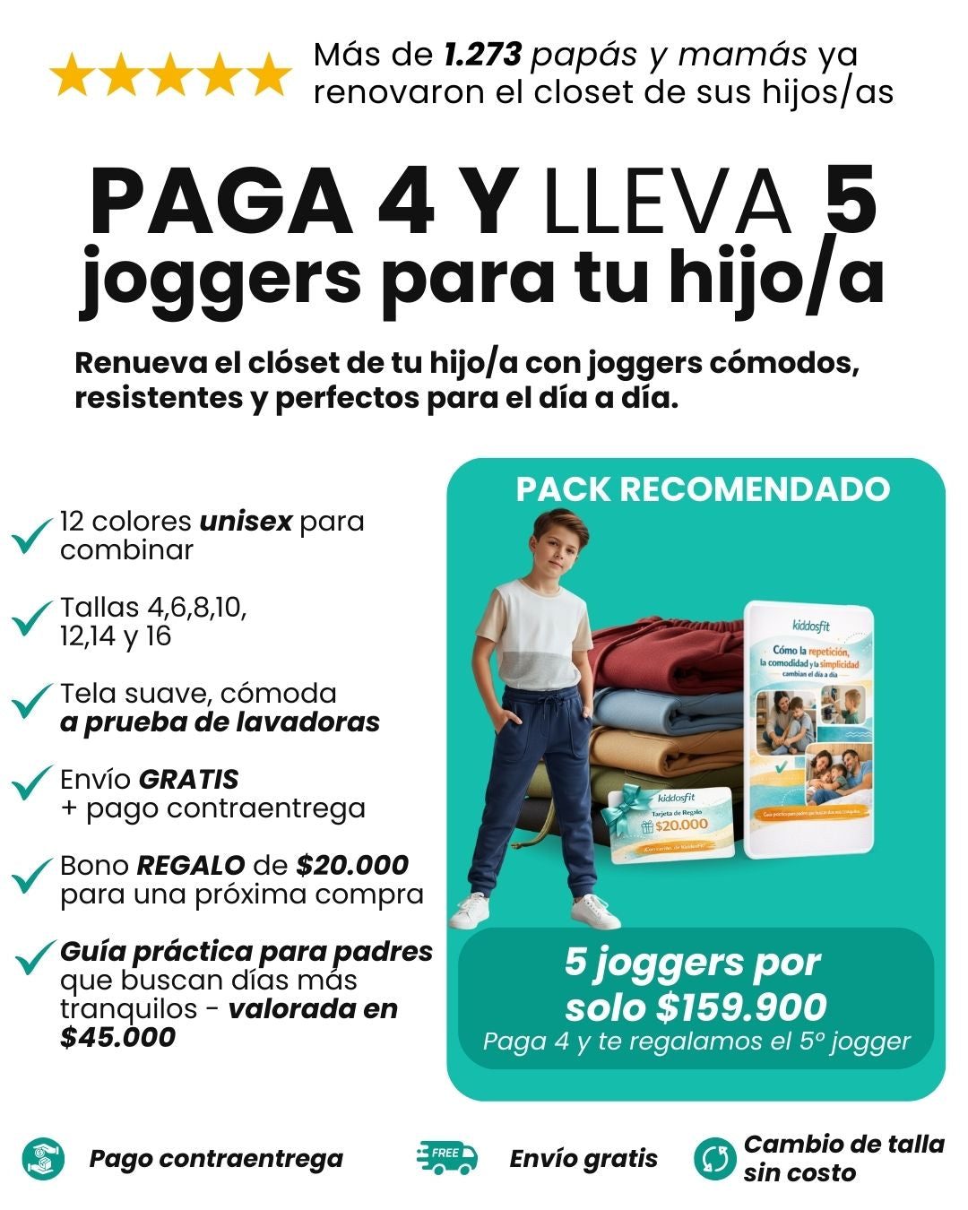 OFERTA! PAGA 4 LLEVA 5 JOGGERS